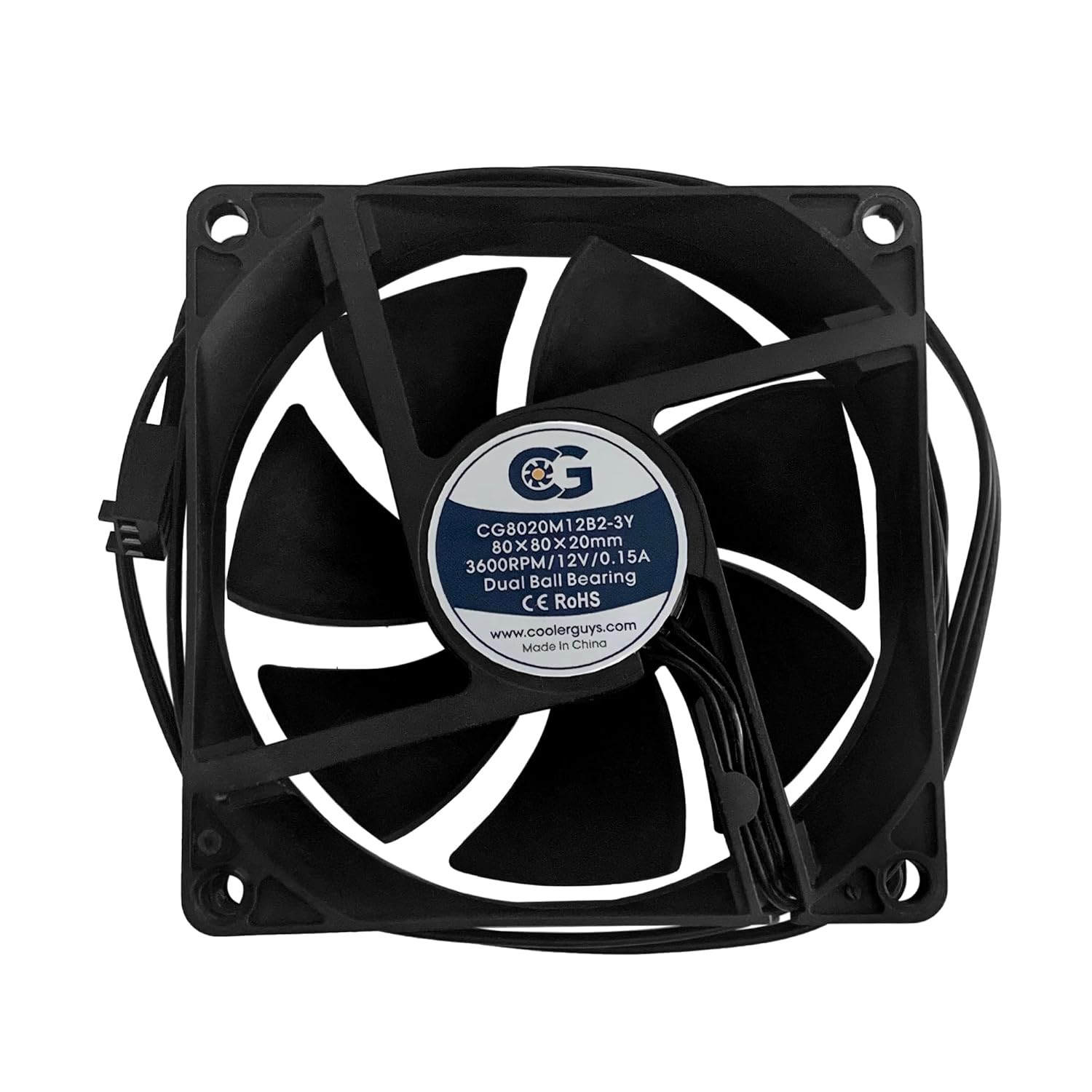 80x80x20mm 12 VDC 3Pin Medium Speed Fan CG8020M12B2-3Y