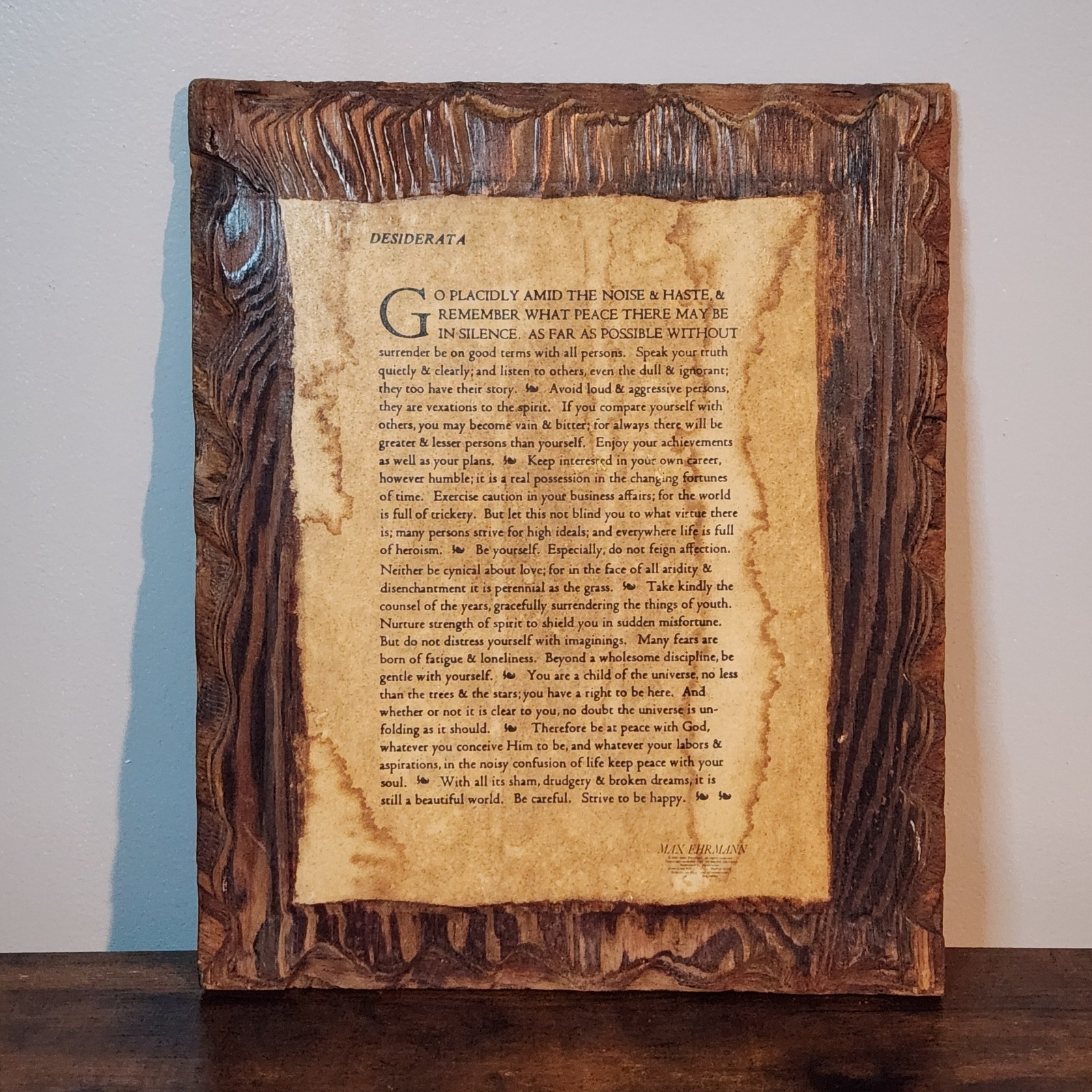 Vintage Desiderata Wall Plaque Poem With Wood Finish Vintage Desiderata Wall Plaque Poem With Wood Finish