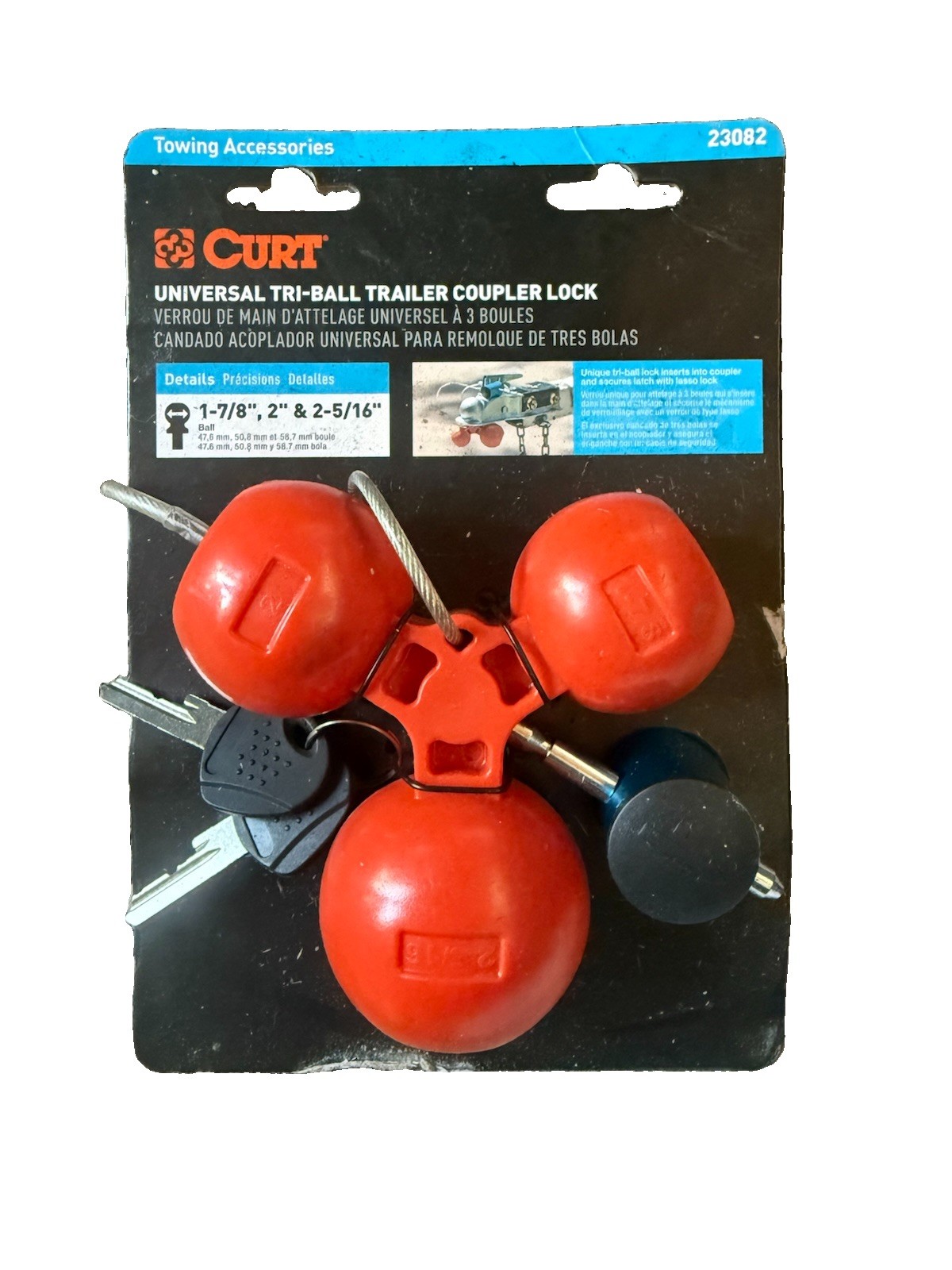 Curt Universally Tri-Ball Trailer Coupler Lock
