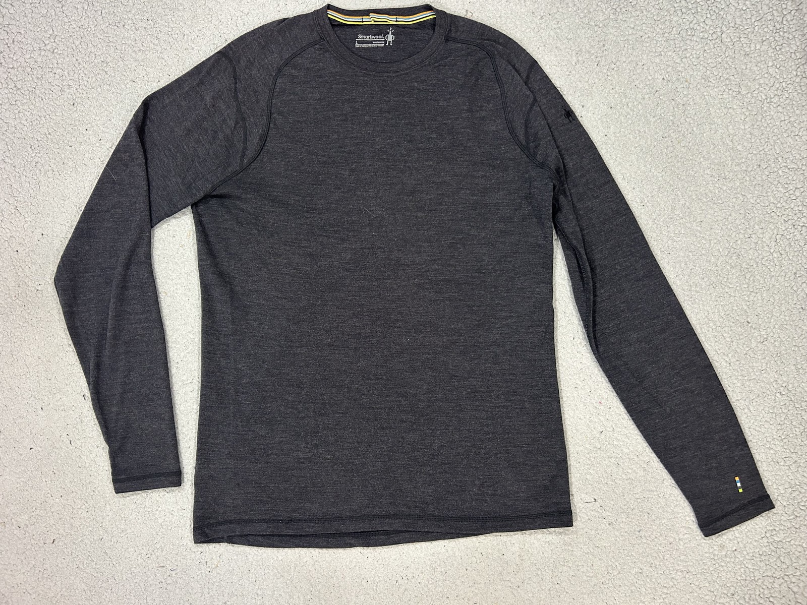 Smartwool Shirt Mens Large Gray Long Sleeve Wool Blend Base Layer Hiking