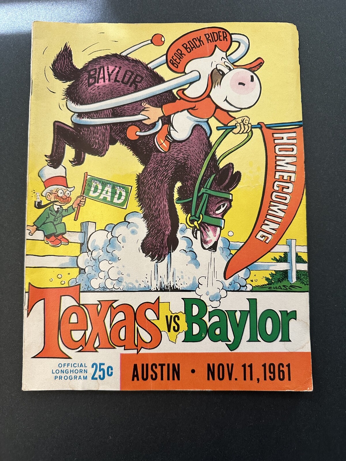 Texas VS Baylors Program 1961 homecoming game Texas VS Baylors Program 1961 homecoming game