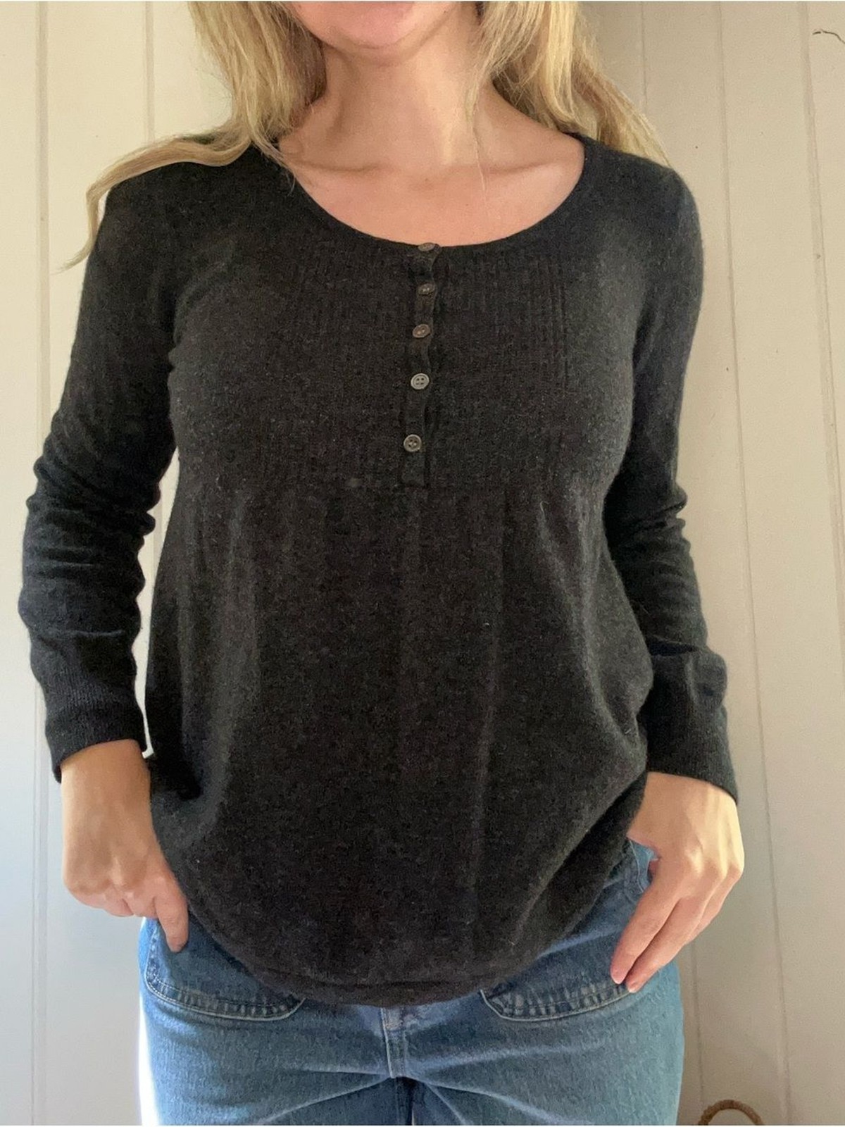 Vintage L.L. Bean Lambswool Rabbit Hair Cashmere Scoop-Neck Y2K Long Sleeve