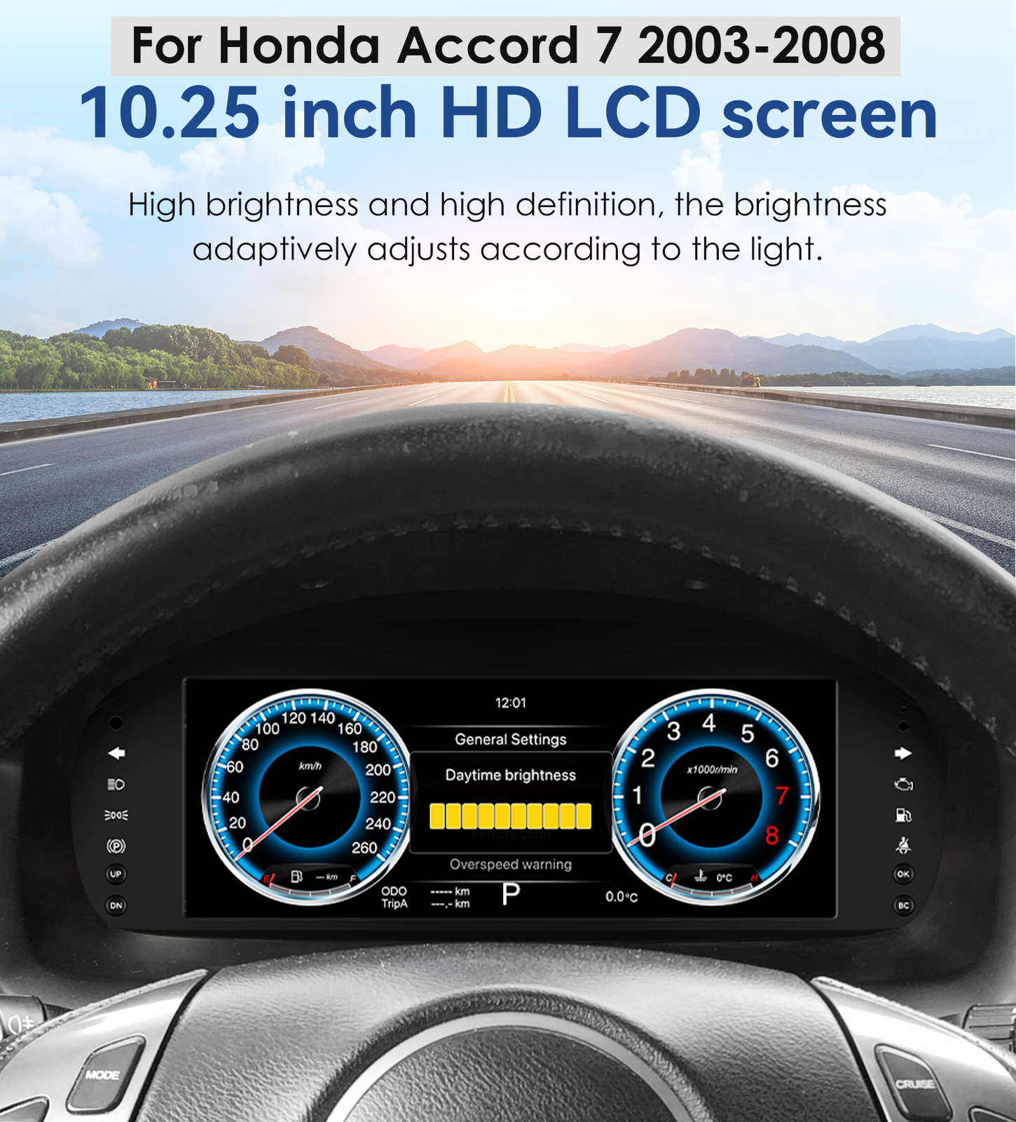 10.25'' Digital Instrument Cluster LCD Screen For Honda Accord 03-07 Speedometer