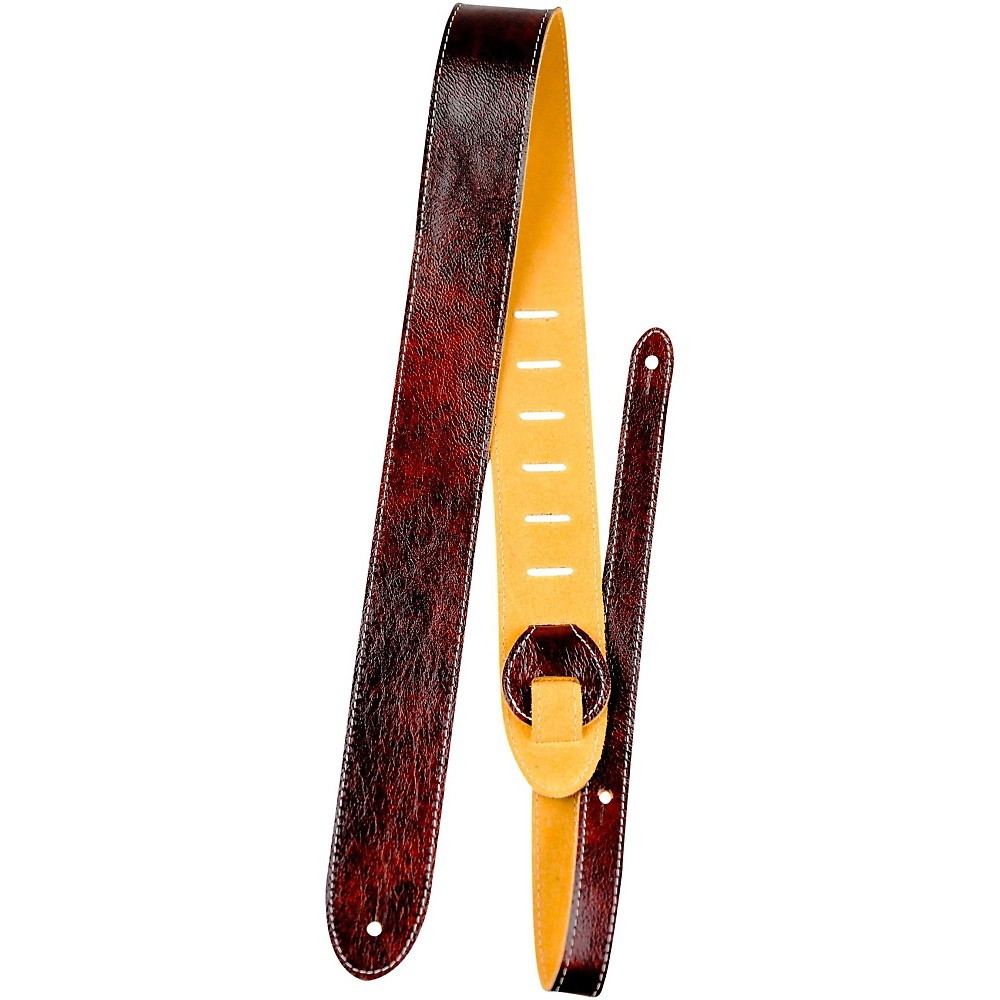 Perri\'s Italian Garment Leather Guitar Strap Premium Suede Backing Mahogony 2\