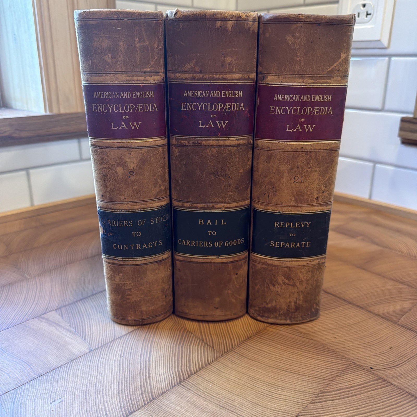 Lot of 3 Antique Leather Bound Law Books maim , oath, powers. RARE