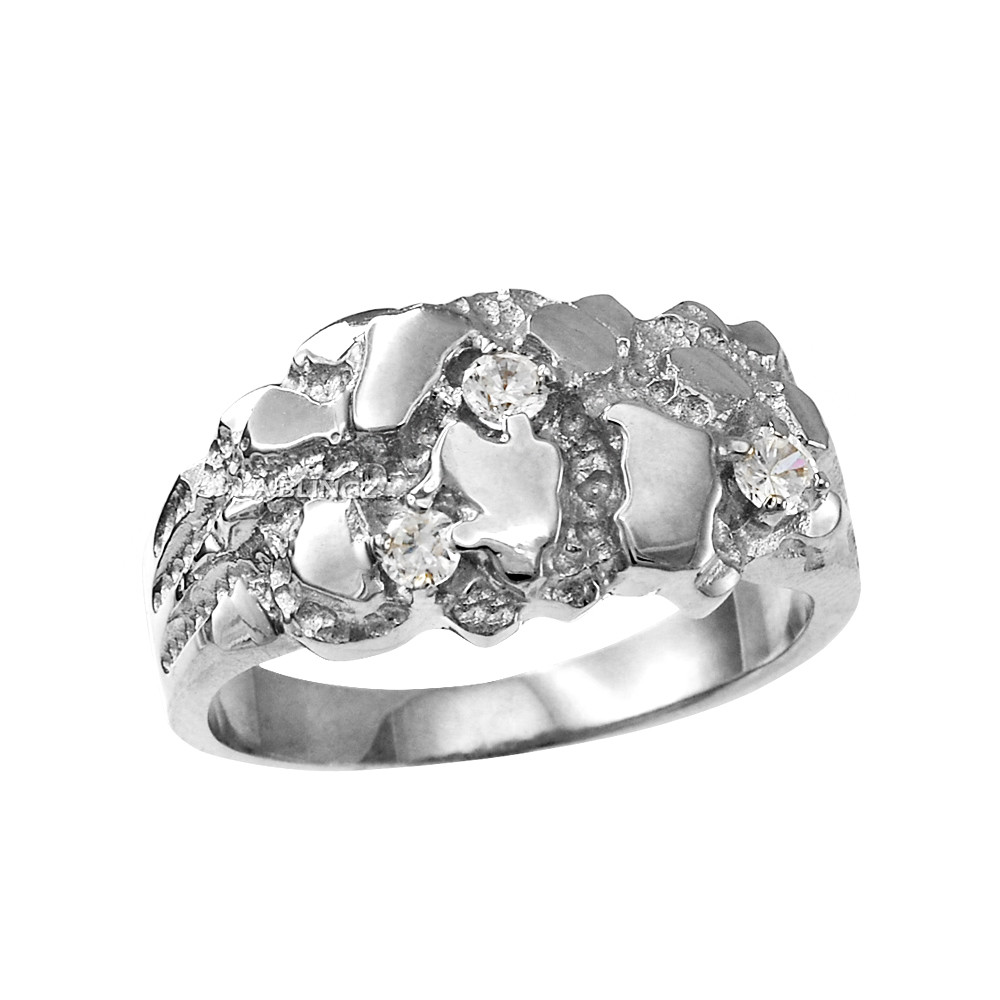 Sterling Silver Elegant CZ Nugget Ring