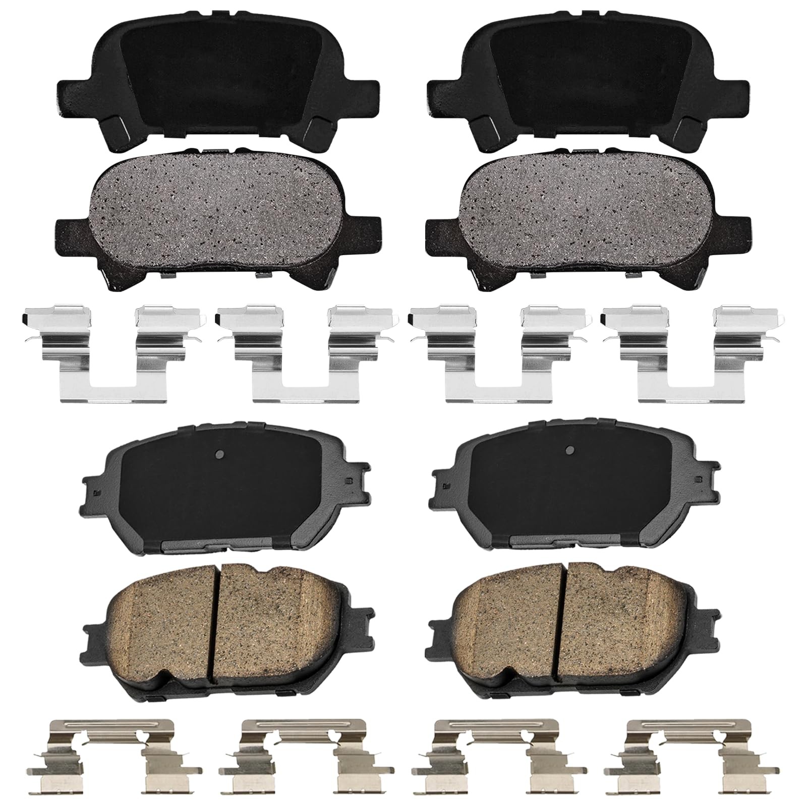 Front and Rear Brake Pads, Ceramic Compatible with Toyota Camry