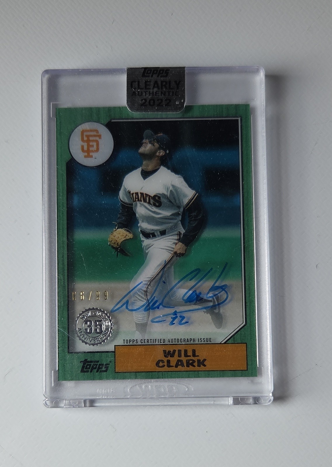 2022 Topps Clearly Authentic Autographs - 1987 Topps  Autographs Will Clark #/99