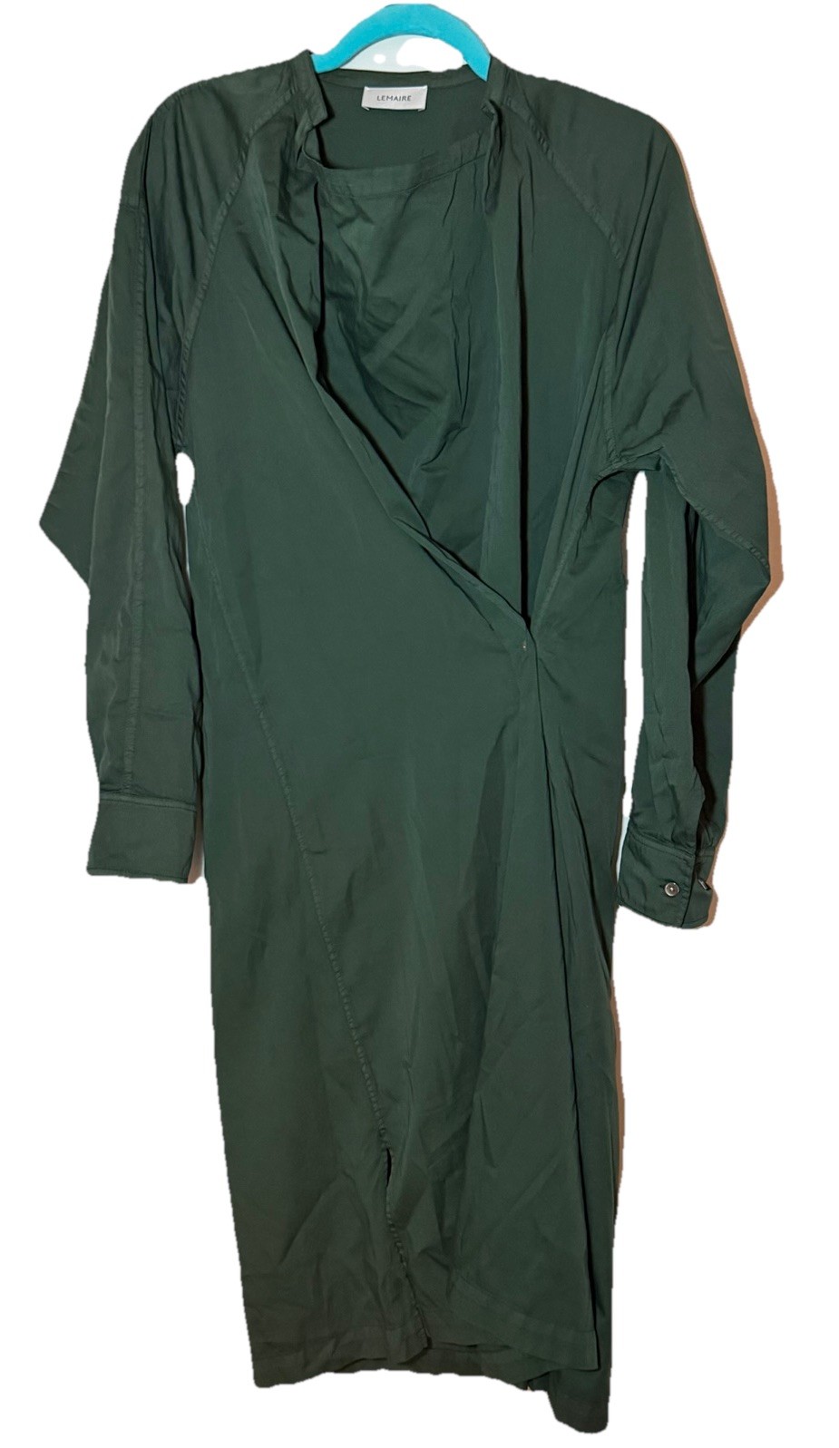 LEMAIRE  Twisted Blouse  Dress Hunter Green Cotton Sz 34