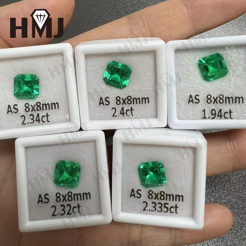 High quality Lab-grown Emerald Colombian Style Asscher Cut Square Certified New