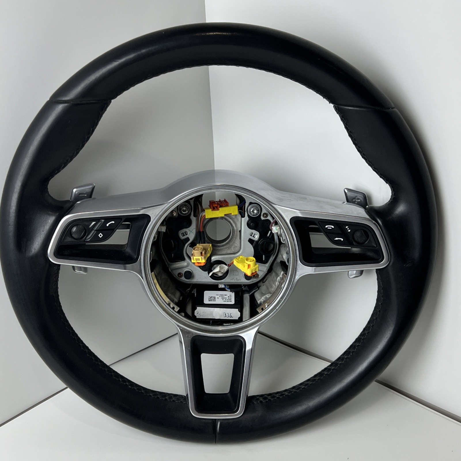 2016 PORSCHE MACAN STEERING WHEEL PADDLE SHIFTERS ASSEMBLY BLACK OEM