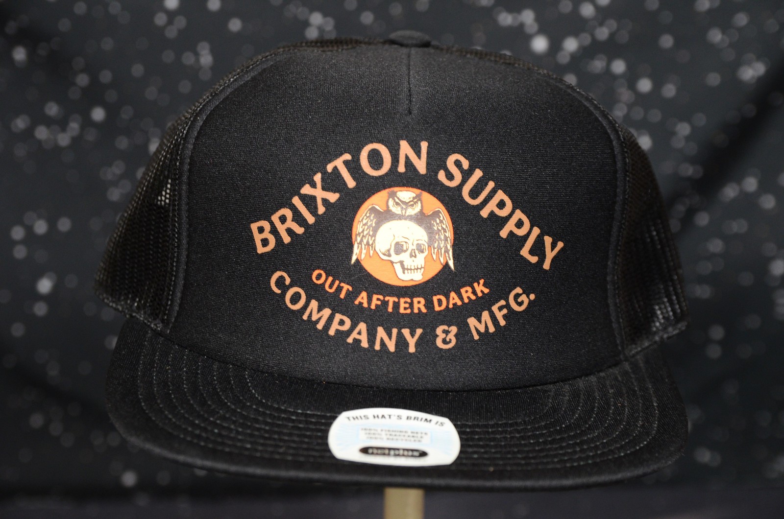 Brixton Supply Out After Dark Hat Cap Mens One Size Black Skull Trucker Mesh