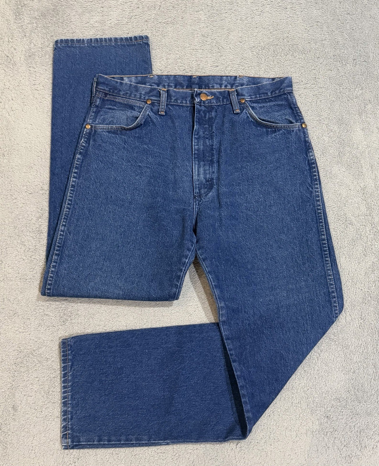 VTG 70s Wrangler Raw Denim Jeans 34x32 13MWZ Rigid Cowboy Scovill Zipper *READ