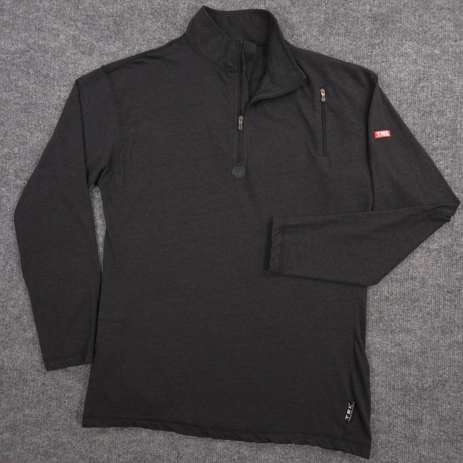 SCOTTeVEST SeV SJ Qzip Mens L Black Heather TEC 1/4 Zip Pullover Travel Outdoor