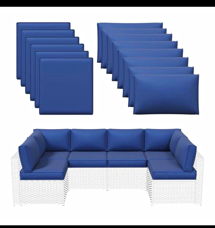 Blue 14-Piece Patio Sofa Cushion Set