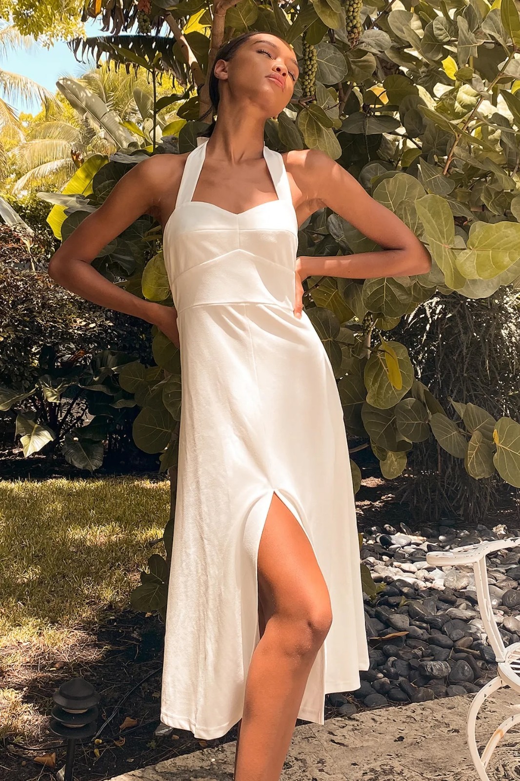 NWT Lulus This is Bliss White Halter Midi Dress Wedding Bride Size Small S NEW