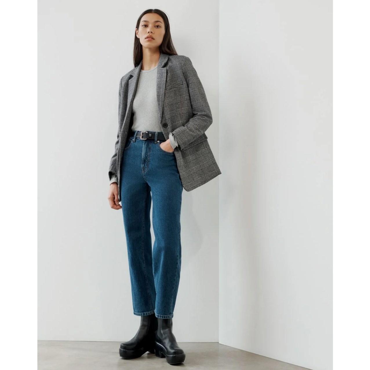 EVERLANE Italian Wool Oversized Blazer Jacket Glen Plaid Grey Sz 12 $228 {270} EVERLANE Italian Wool Oversized Blazer Jacket Glen Plaid Grey Sz 12 $228 {270}