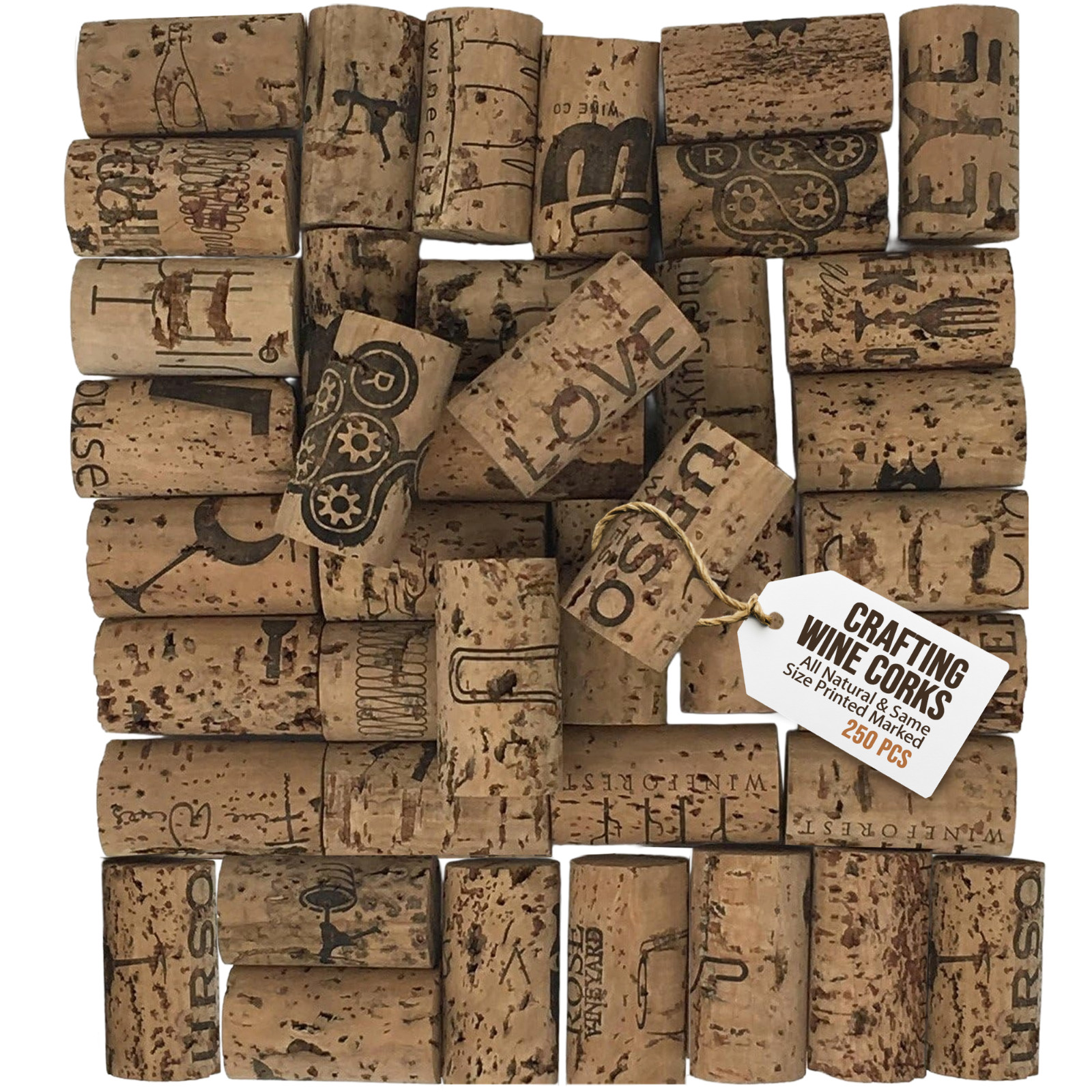 Crafting Wine Corks Brand New, All Natural & Same Size With Printed Marked