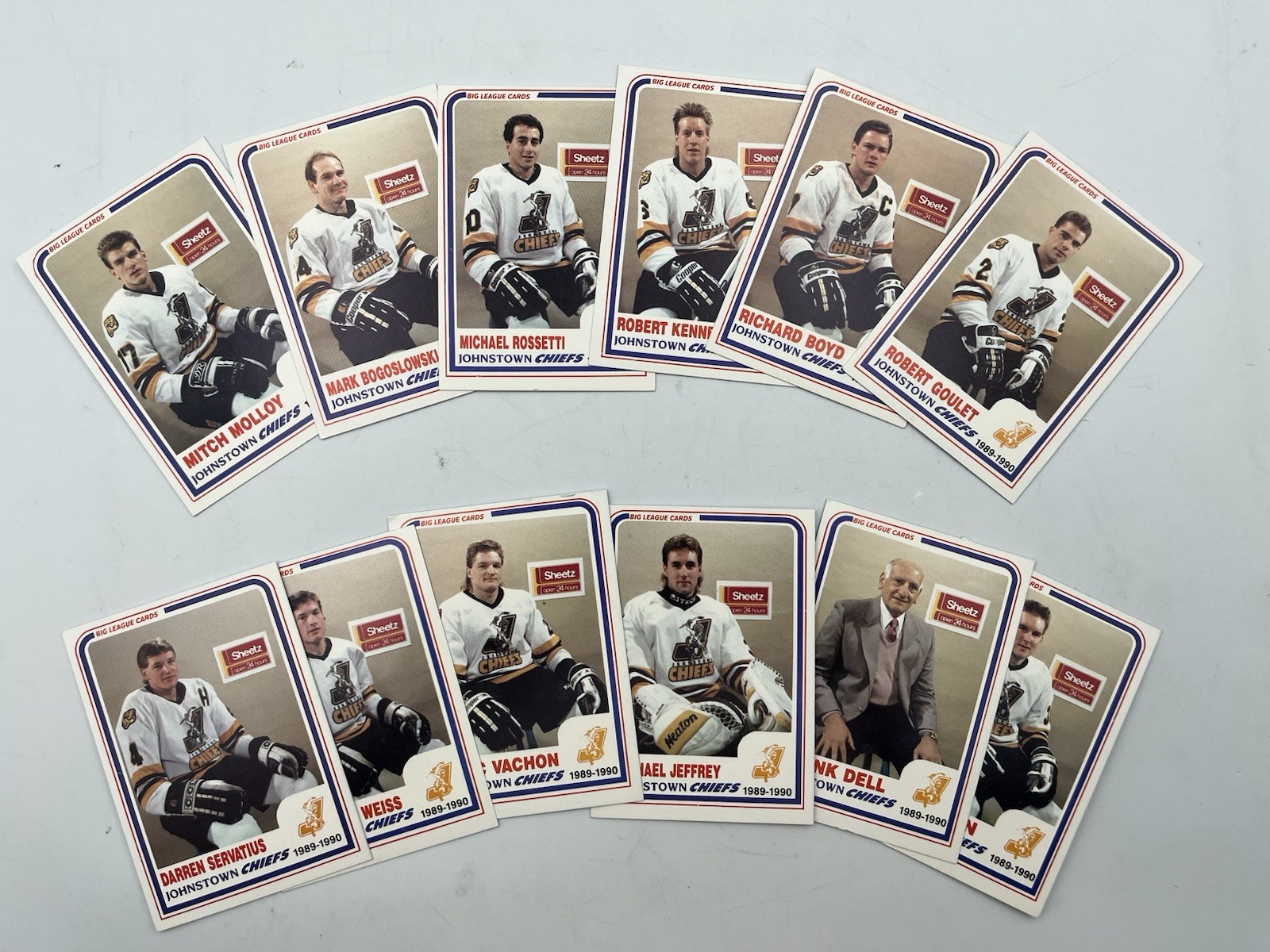 Vtg 1989-90 Johnstown Chiefs Slapshot ECHL Minor League Hockey Team 12 Card Set