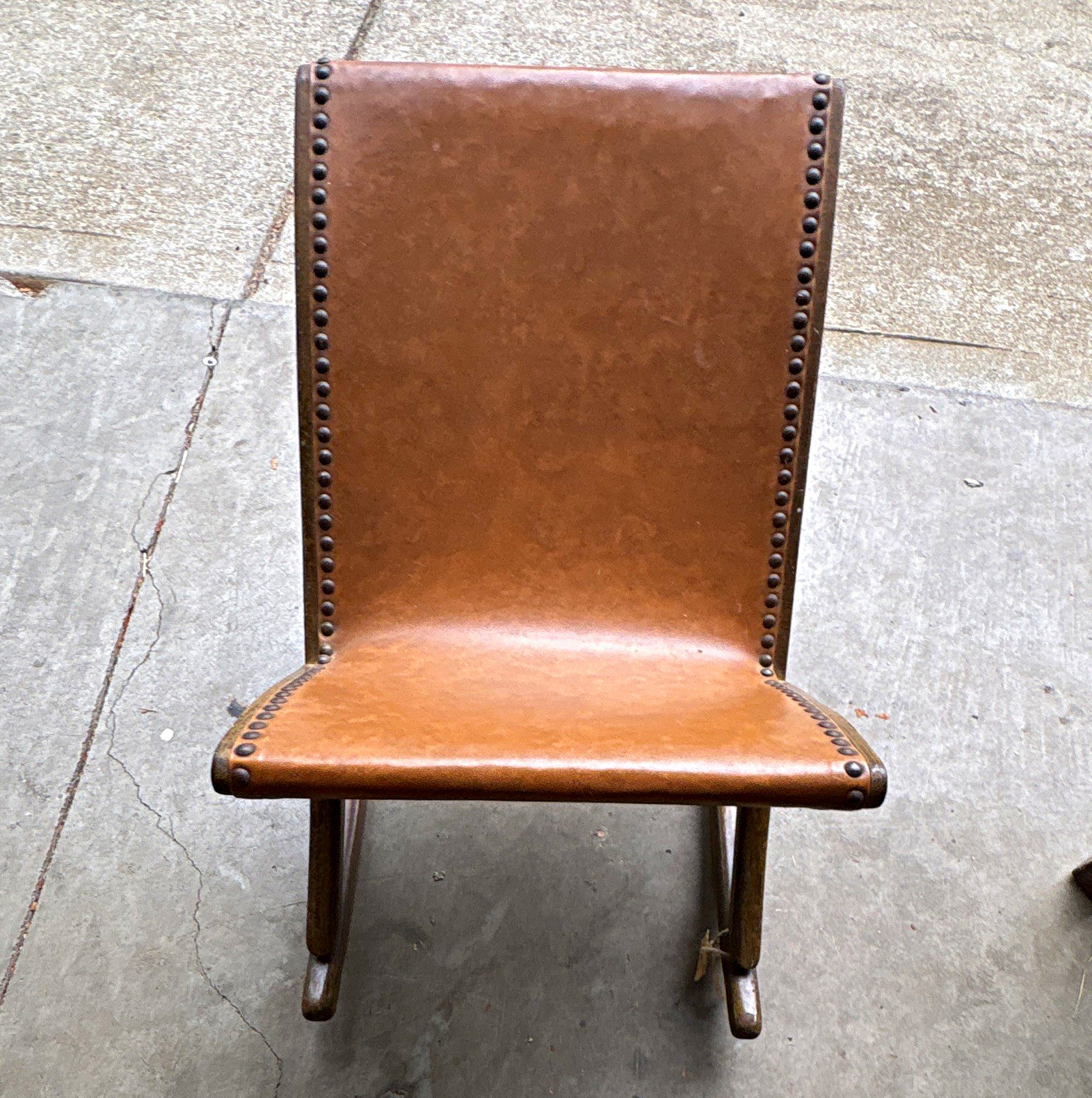 Vintage Mid Century Foot Stool- real leather.