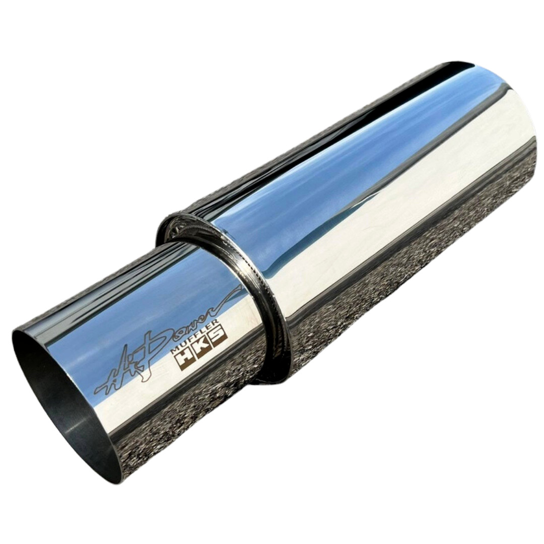 HKS OEM HI-POWER UNIVERSAL SINGLE EXHAUST MUFFLER Inlet 2.5 Outlet 4.0 Inches SS