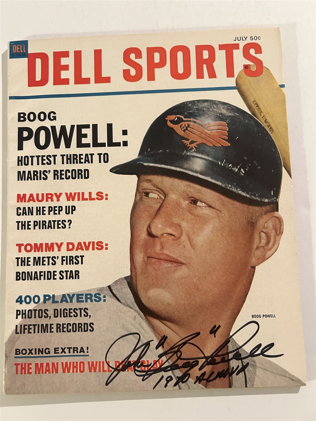 1967 Dell Sports BALTIMORE Orioles BOOG POWELL Autographed Signed 1970 AL MVP