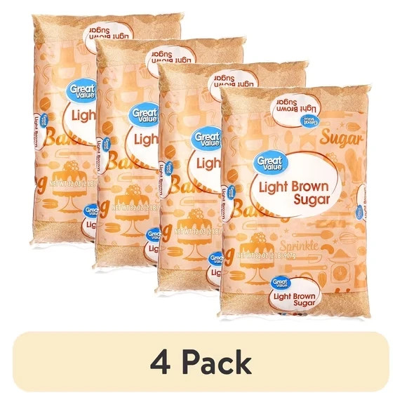 (4 pack) Great Value Light Brown Sugar, 32 oz, ...