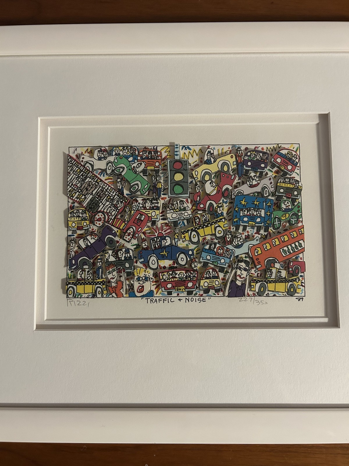 James Rizzi Traffic + Noise Three-Dimensional Color Lithograph, Signed 227/350 James Rizzi Traffic + Noise Three-Dimensional Color Lithograph, Signed 227/350