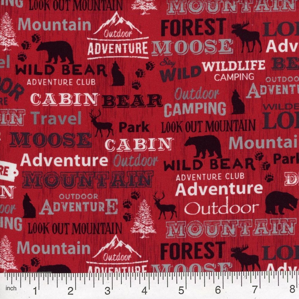 Lodge Life Red 100% Cotton Fabric - Buy the yard