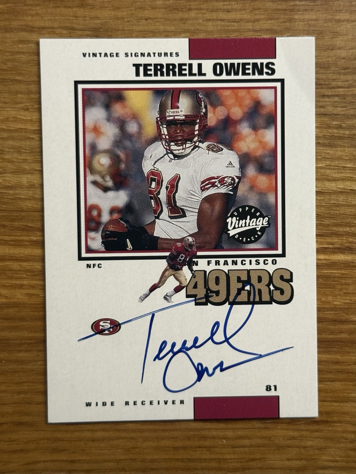 2001 Upper Deck Vintage Signatures Terrell Owens Auto Signed San Francisco 49ers