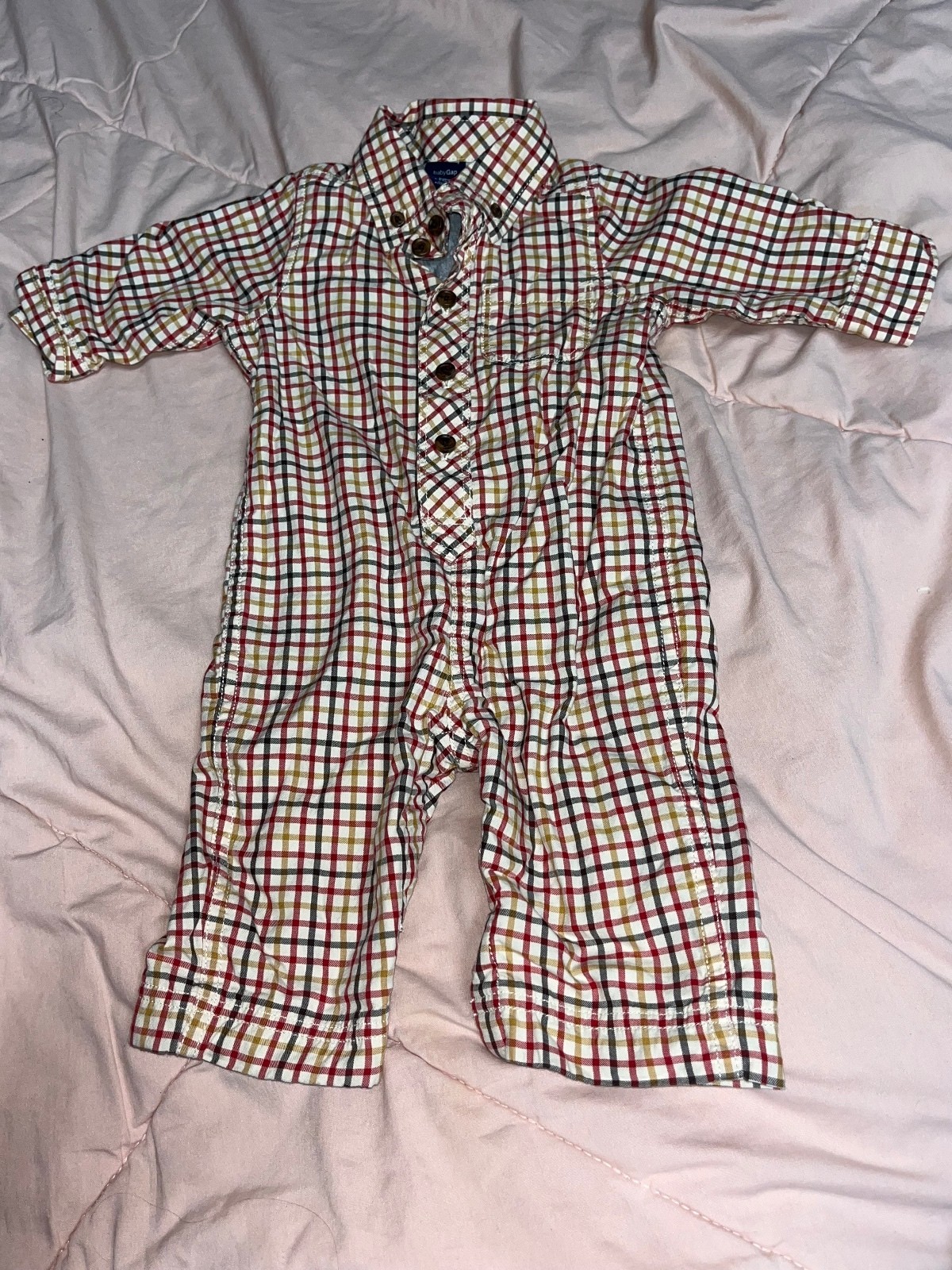 Baby Gap 9M plaid long sleeve one piece romper