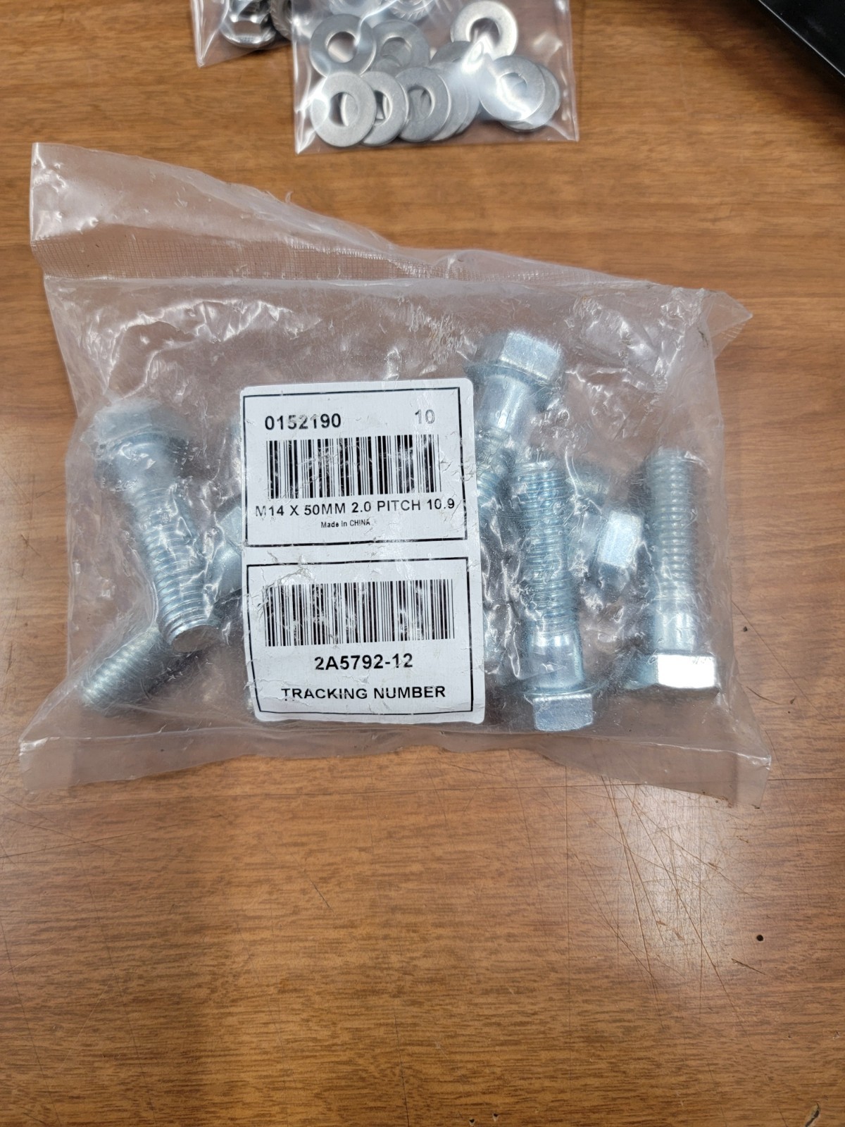 M14-2.0 x 50mm Hex Head Bolt, 10.9 Grd, Zinc, PT, 10pk. 19E