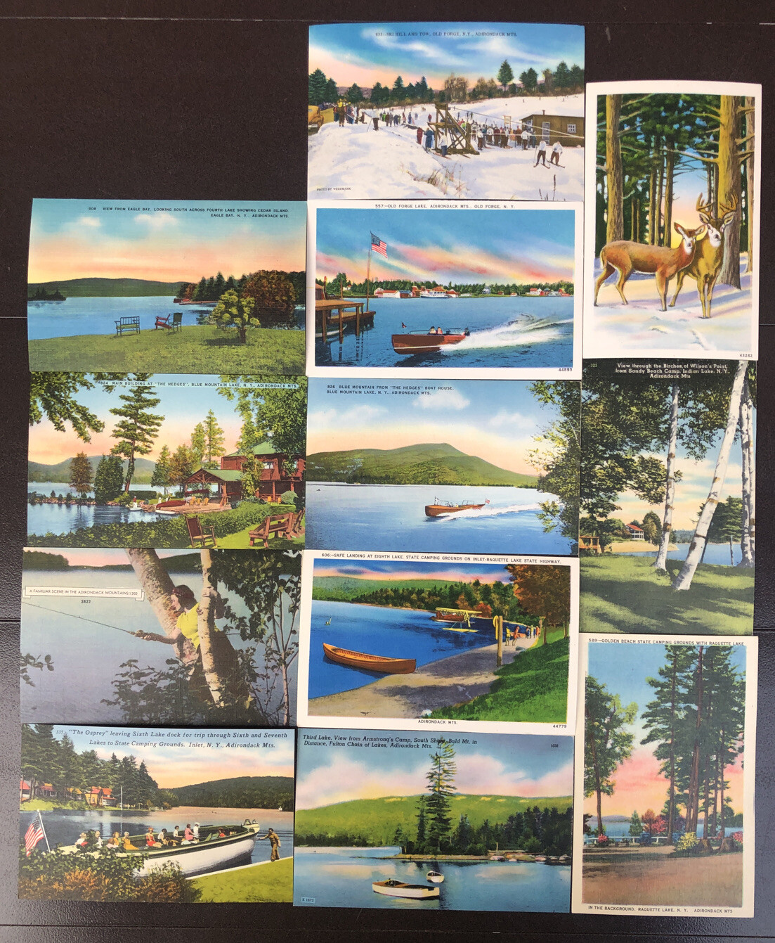 Adirondack Mountains NY Linen Postcard Lot Of 12 c1930s -40s Unposted Excellent Adirondack Mountains NY Linen Postcard Lot Of 12 c1930s -40s Unposted Excellent