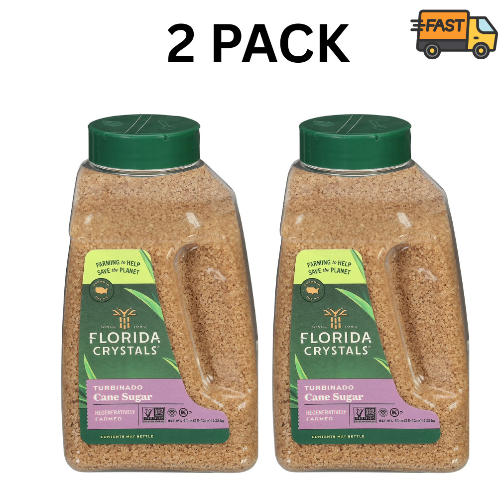 Florida Crystals Turbinado Sugar 44 oz Pack of 2 Raw Cane Sugar Florida Crystals Turbinado Sugar 44 oz Pack of 2 Raw Cane Sugar