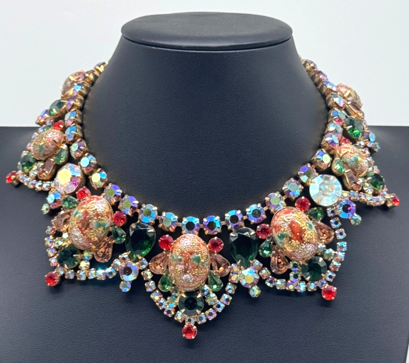 Vintage Juliana Necklace D&E Verified Easter Egg AB Rhinestone Gold Tone