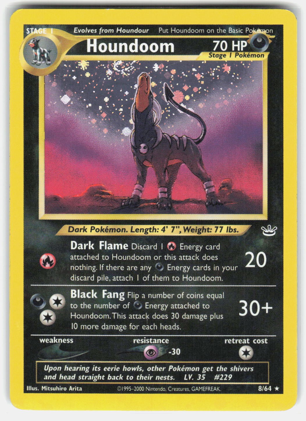 Houndoom 8/64 R Neo Revelation Pokemon Unlimited Holo MP Swirl Houndoom 8/64 R Neo Revelation Pokemon Unlimited Holo MP Swirl