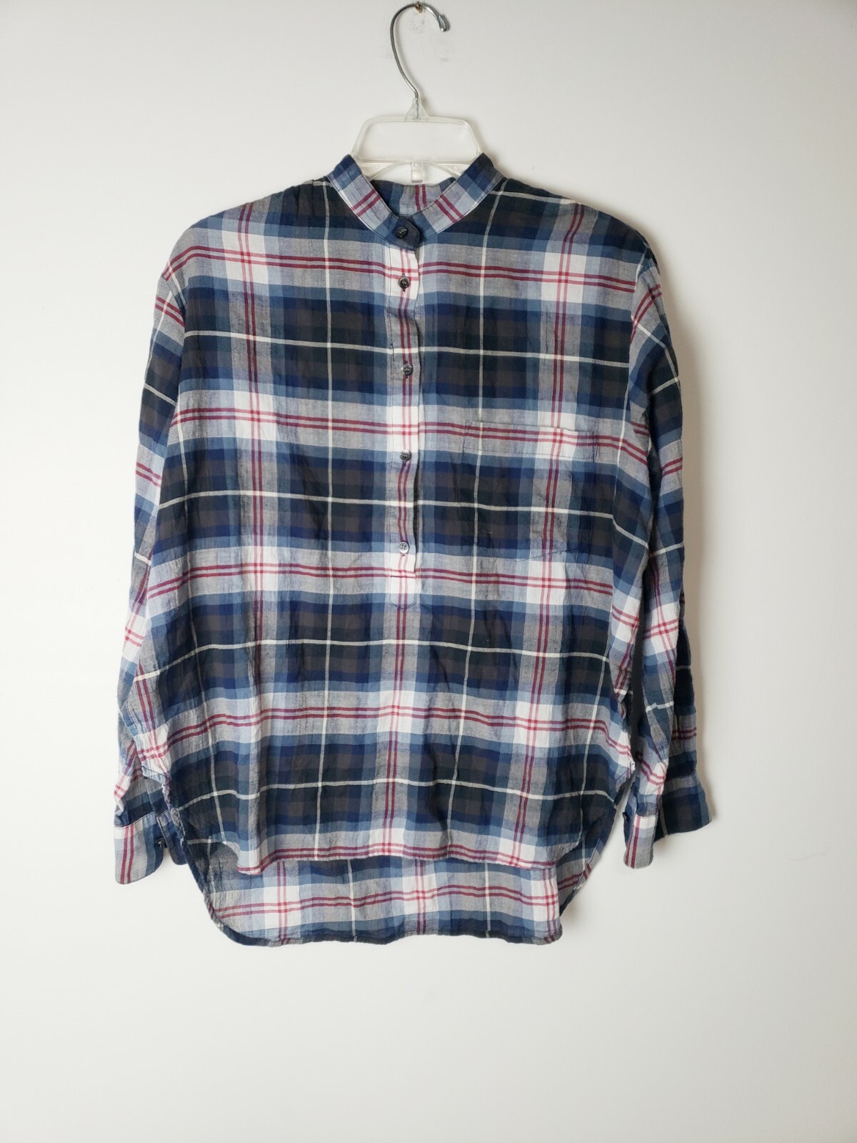 Madewell Women\'s Size S Wheaton Plaid Popover Tunic 1/2 Button Top Madewell Women\'s Size S Wheaton Plaid Popover Tunic 1/2 Button Top