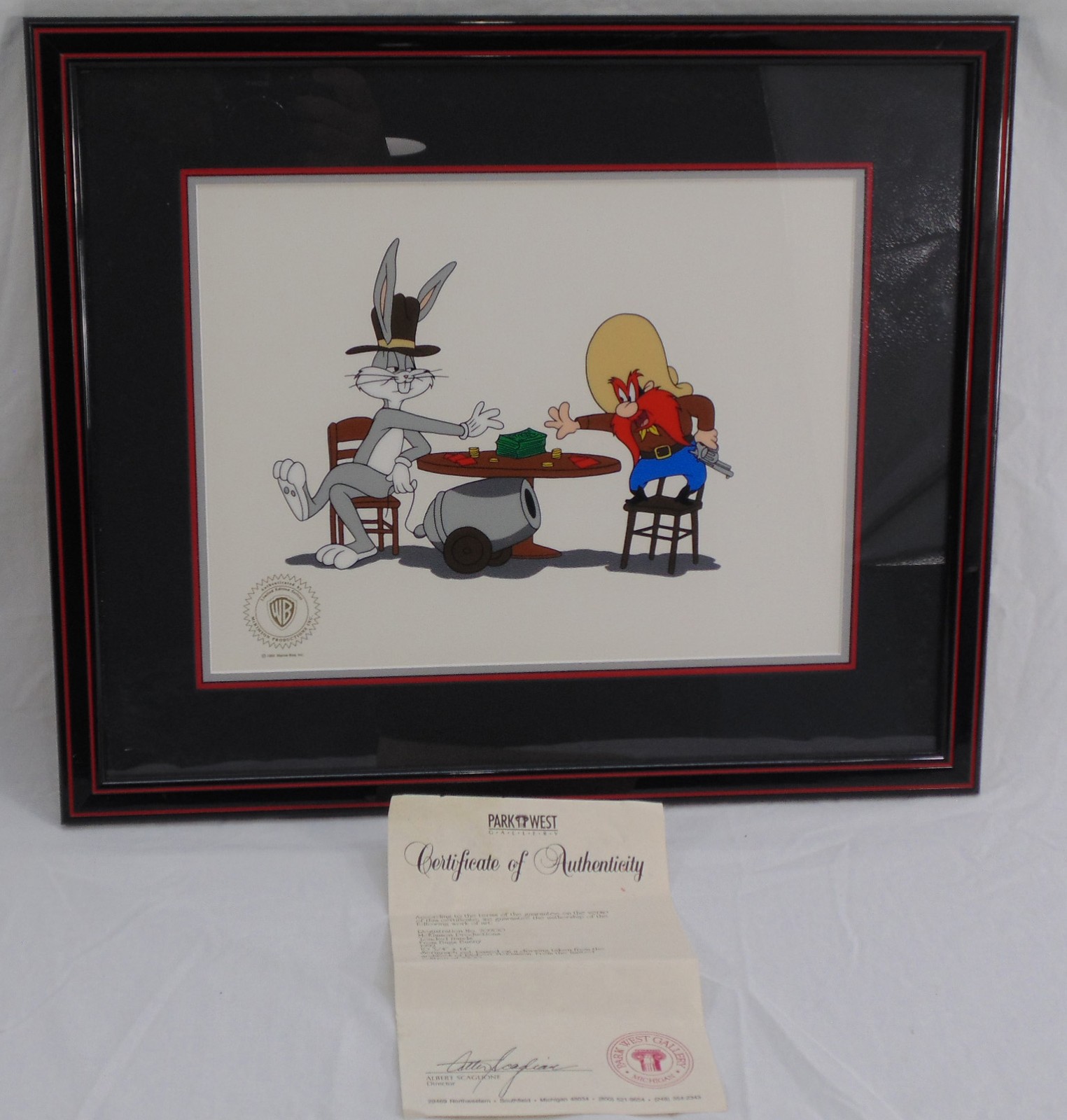 Warner Brothers Bugs Bunny Yosemite Sam Loaded Hands Serigraph Art Cel Warner Brothers Bugs Bunny Yosemite Sam Loaded Hands Serigraph Art Cel