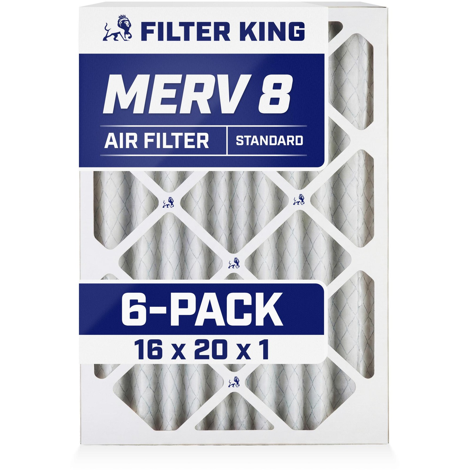 Filter King 16x20x1 Air Filter 6-PACK MERV 8 Actual Size 15.5 x 19.5 x .75 Filter King 16x20x1 Air Filter 6-PACK MERV 8 Actual Size 15.5 x 19.5 x .75