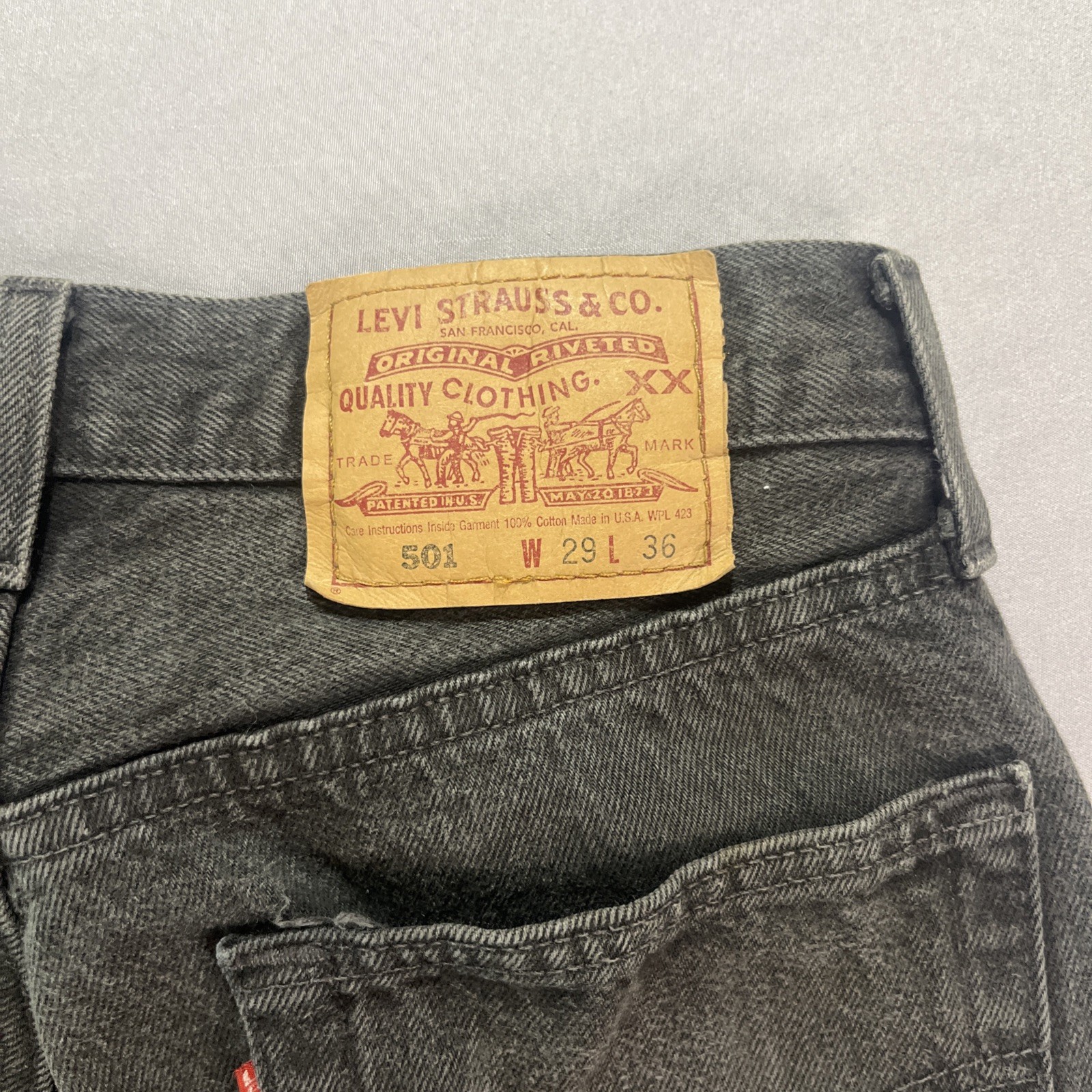 Vintage Levis 501 Black Jeans 1995 Tag 29x36 Meas 28x34 Made in USA Button Fly
