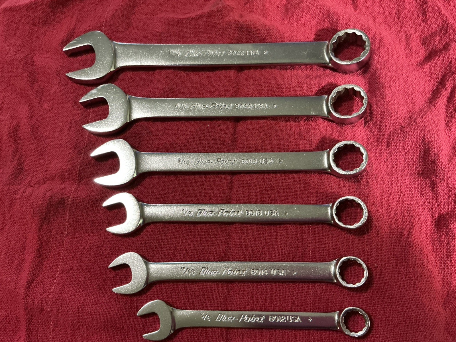 Set of 6 Blue Point USA SAE Combination Wrenches BO12 3/8\