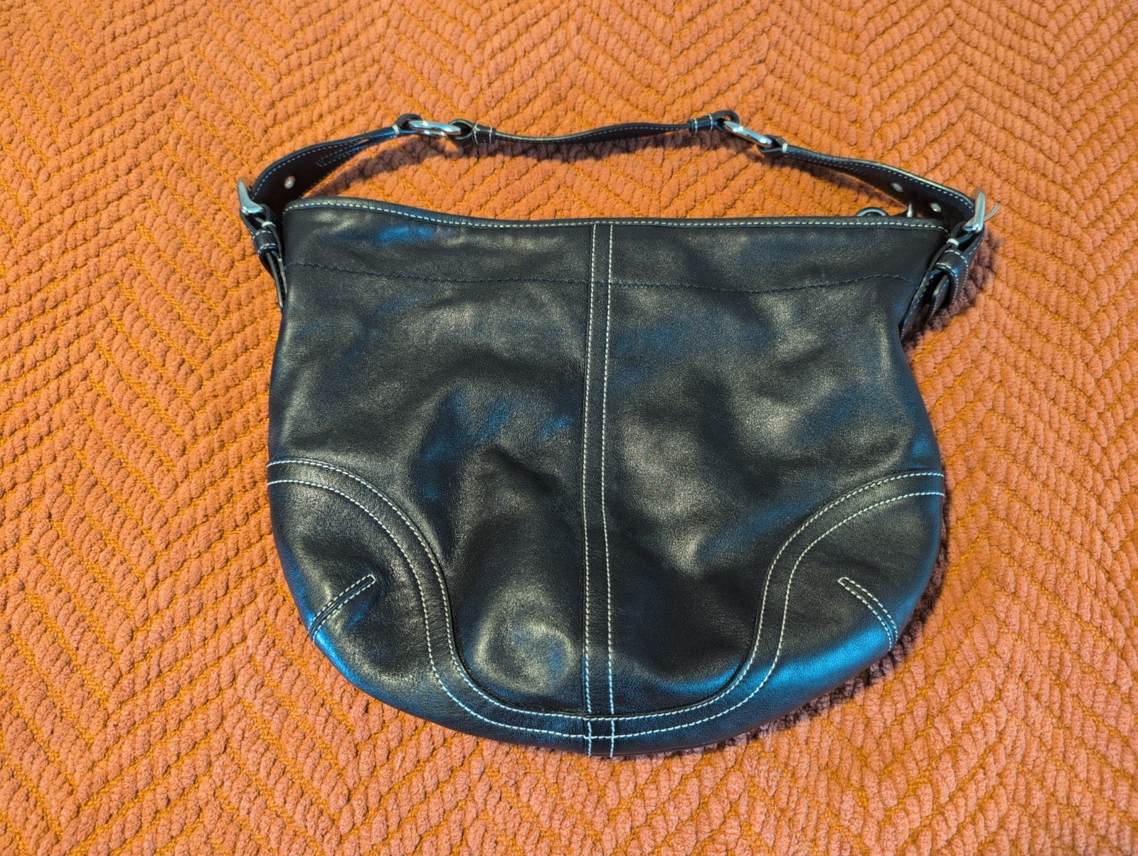 COACH 3651 Black Leather Shoulder Purse Bag Retro Hobo Soho Bag