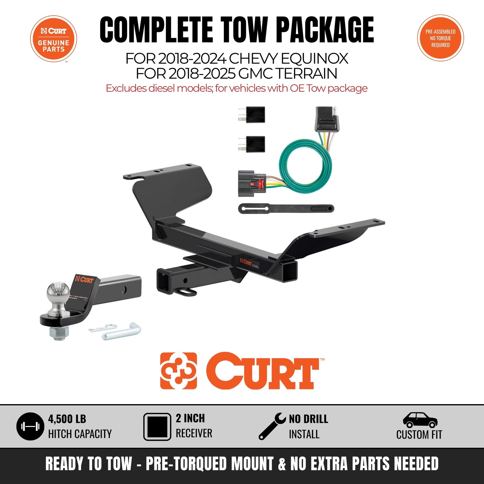 Curt Class 3 Hitch & Wiring w/ 2