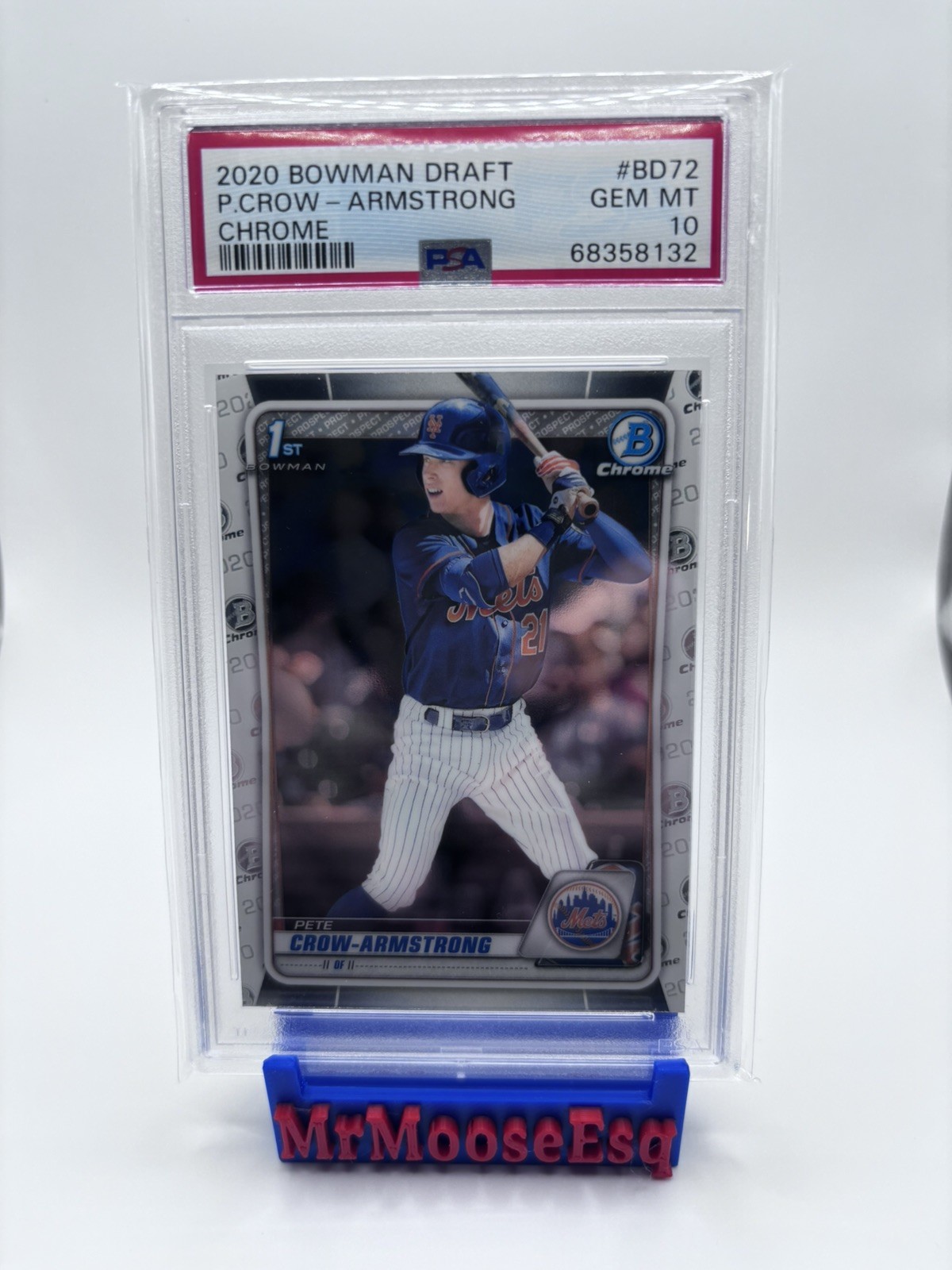 👑 2020 BOWMAN DRAFT CHROME #BD72 PETE CROW-ARMSTRONG 💎PSA 10 📈 NL MVP