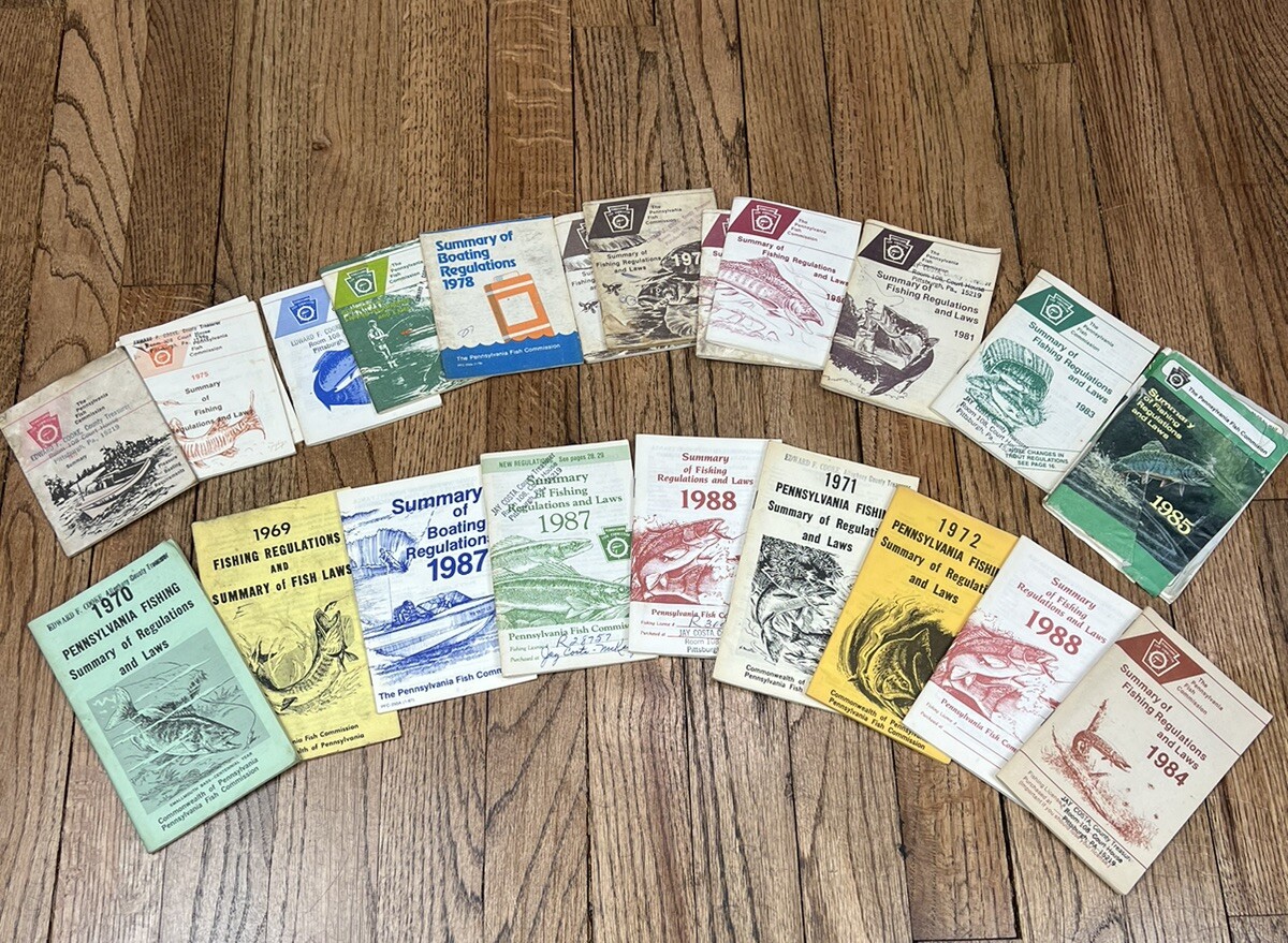 Vintage Pennsylvania Fishing Regulations Summary of Fish Laws Booklet Lot Of 22