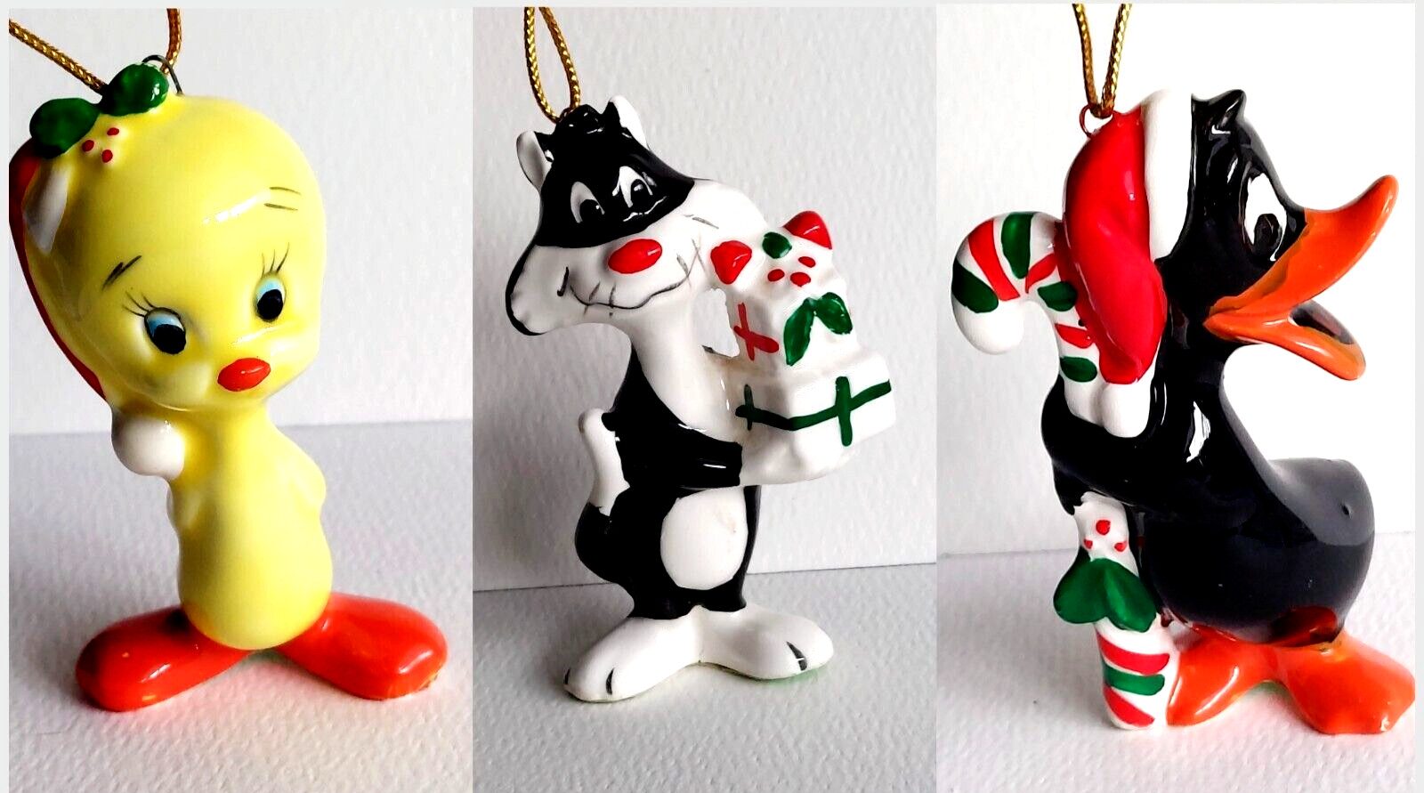Vintage 1979 Looney Tunes Tweety Sylvester Daffy Duck christmas ornaments japan