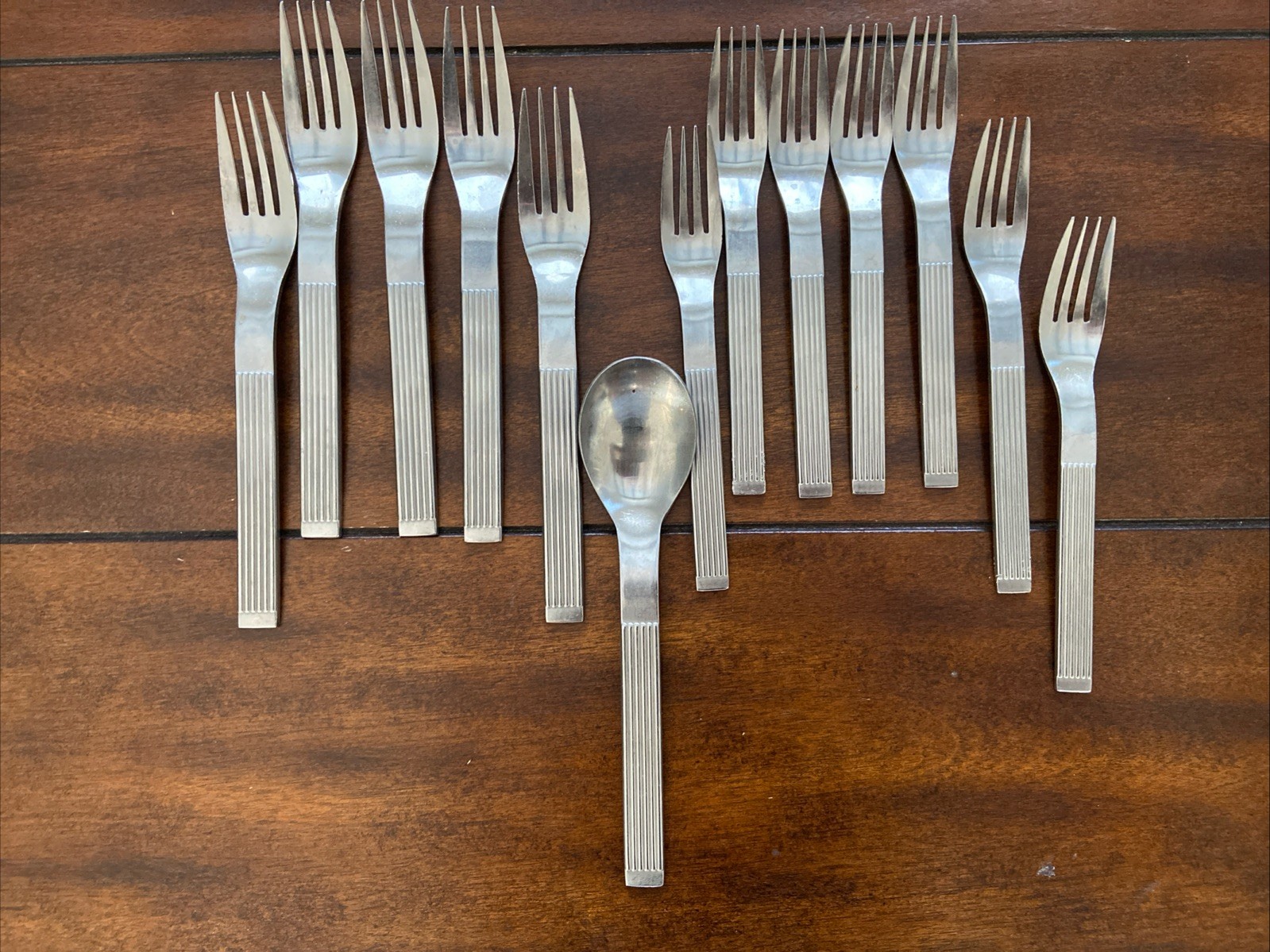 Dansk THEBE (7)Salad (5) Dinner Fork 1 Soup Spoon Stainless Flatware Japan 13 Pc