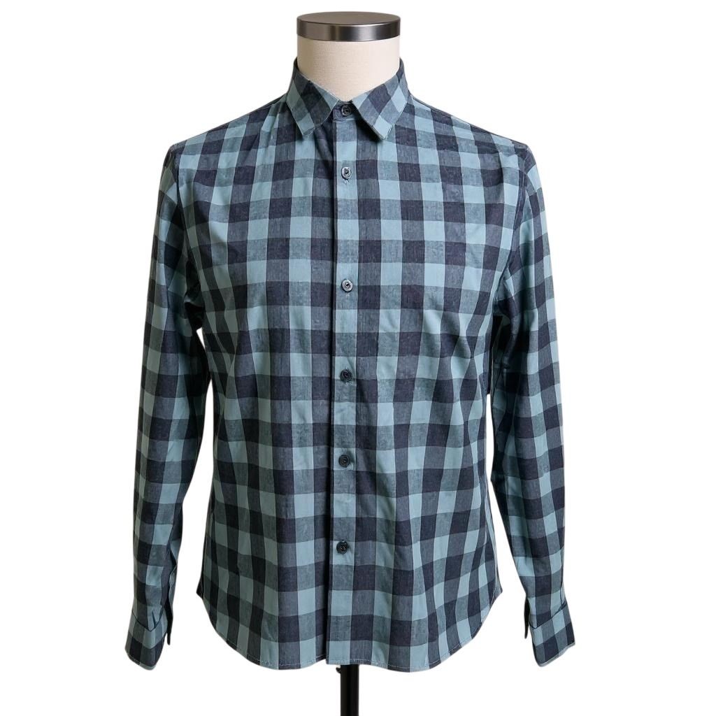 Vince Men\'s LARGE Blue Plaid Long Sleeve Shirt Casual - CJ