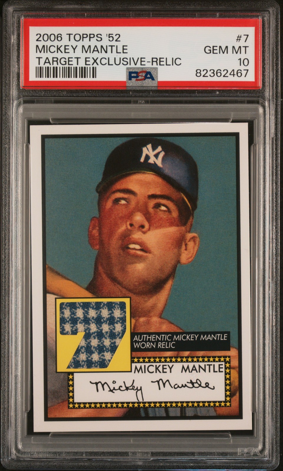 2006 Topps \'52 Target Exclusive Relic Mickey Mantle Relic PSA 10 #7 2006 Topps \'52 Target Exclusive Relic Mickey Mantle Relic PSA 10 #7