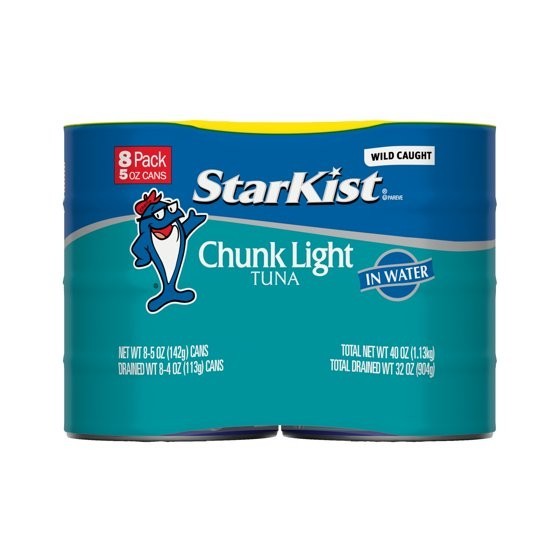 Share StarKist Chunk Light Tuna in Water, Wild Caught, 20g Protein, 5 oz, 8 Cans